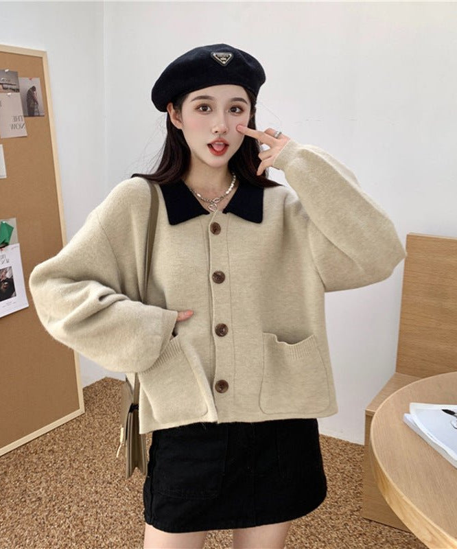 セーター ジャケット 襟付き 韓国ファッション - flatoo style（フラトゥースタイル）