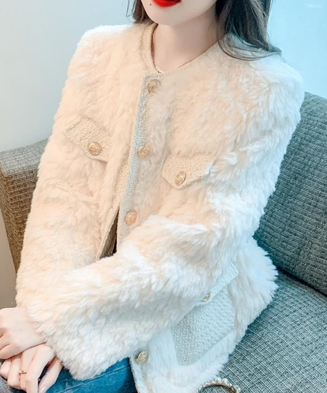 ファーコート パールボタン 韓国ファッション - flatoo style（フラトゥースタイル）