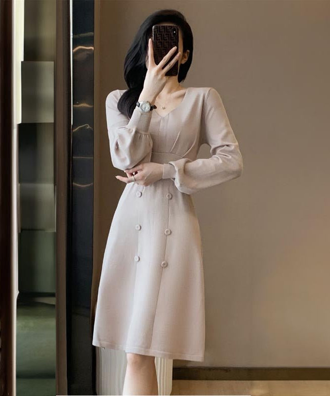 ワンピース 服 20代 きれいめ Vネック 韓国ファッション - flatoo style（フラトゥースタイル）